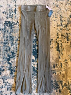 wild fable Olive Ribbed Split-Hem Flare Pants